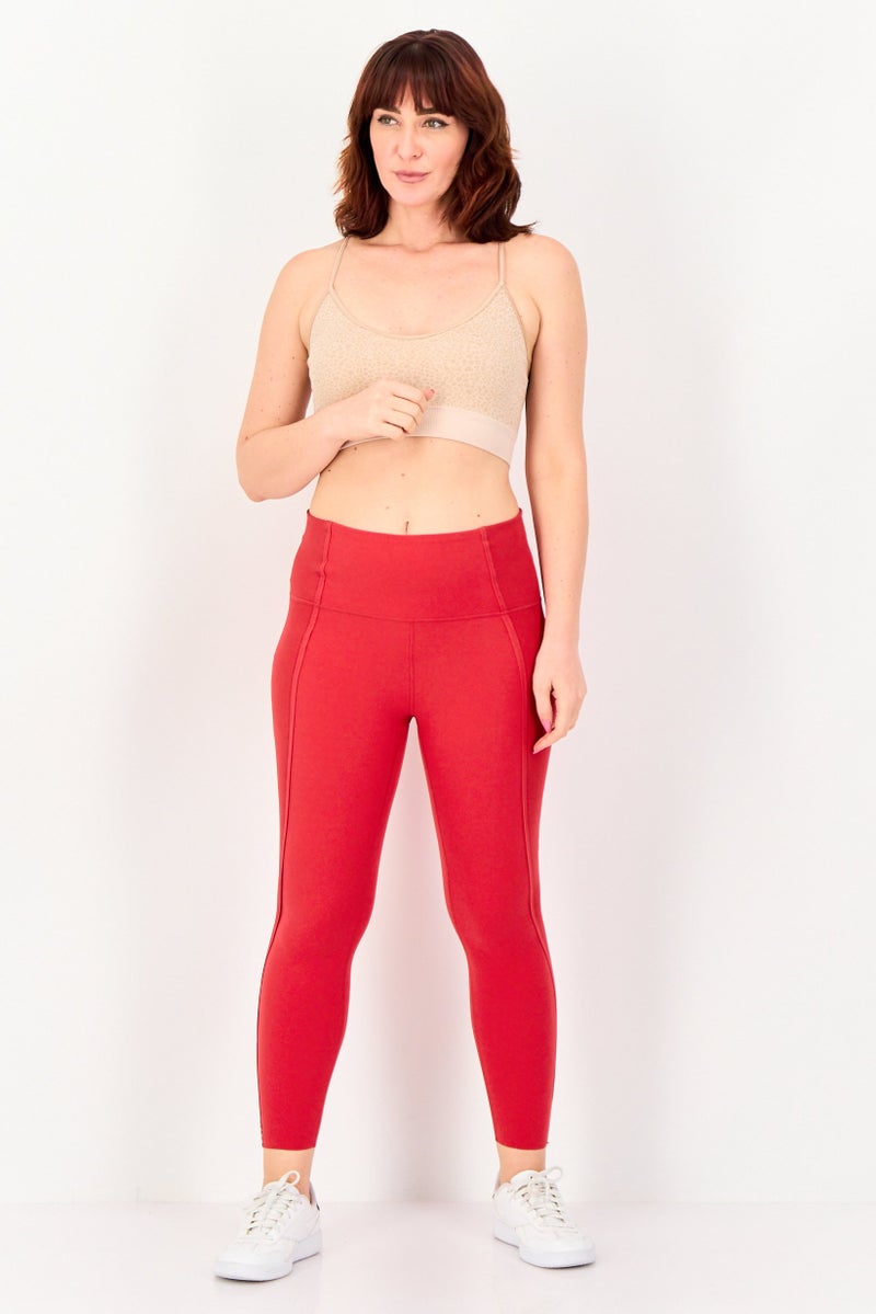 Nike Women Dri Fit Brand Logo Yoga Leggings, Red - Image 4